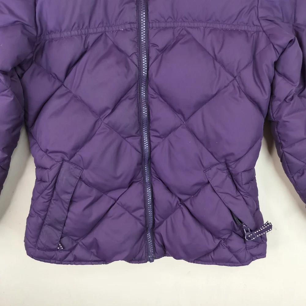 Lands' End Down Puffer Jacket S 7-8 Kids Girls Quilted Fleece Lined Winter